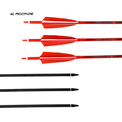 ACCMOS ID6.2mm Pure Carbon Arrows Shaft Spine 300 340 400 500 600 700 800 Natural 4in Feather for Archery Bow Hunting Shooting