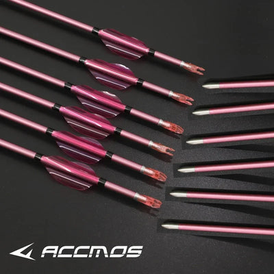 ACCMOS Carbon Arrow Pink Shaft Spine500/600/700/800/900/1000 ID4.2mm Spin Wing Vane Feather for Archery Outdoor Shooting Hunting