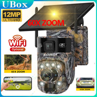 INQMEGA 4G Solar Trail Camera Dual Screen Outdoor WiFi 60X Optical Zoom Human/Animal Detection Auto Tracking Wildlife Cameras