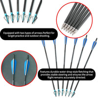 Hunting Crossbow Arrows Archery 16/17/18/20/21/22 Inch Carbon Arrows Blade Broadhead Bow Shooting Target Crossbow Bolts 6/12Pcs
