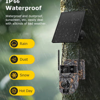 INQMEGA 4G Solar Trail Camera Dual Screen Outdoor WiFi 60X Optical Zoom Human/Animal Detection Auto Tracking Wildlife Cameras