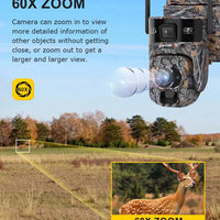 LS VISION 60X Zoom Trail Cameras Solar Dual Screen View Live 4G SIM/WIFI Camera Outdoor with Motion Activated Color Night Vision