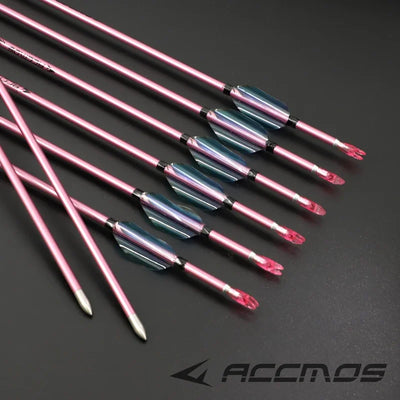 ACCMOS Carbon Arrow Pink Shaft Spine500/600/700/800/900/1000 ID4.2mm Spin Wing Vane Feather for Archery Outdoor Shooting Hunting