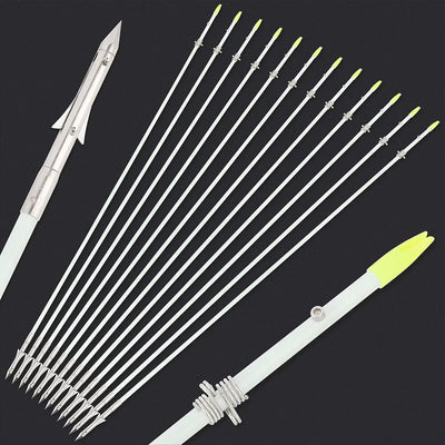 37" Bowfishing Arrows Solid Fiberglass OD 8mm Shaft Bow Hunting Fishing 12pcs Archery Bow Fishing Fiberglass