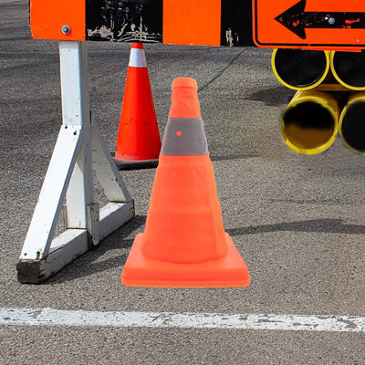 2Pcs Collapsible Cones Reflective Traffic Safety Cone Multi Purpose Emergency Road Cones For School Foldable Warning Barrier