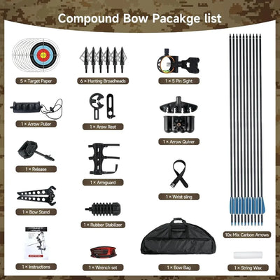 Compound Bows Draw Weight 30-70lbs Ready to Shoot Bow and Arrow Set for Adults Archery Set Come with All The Accessories