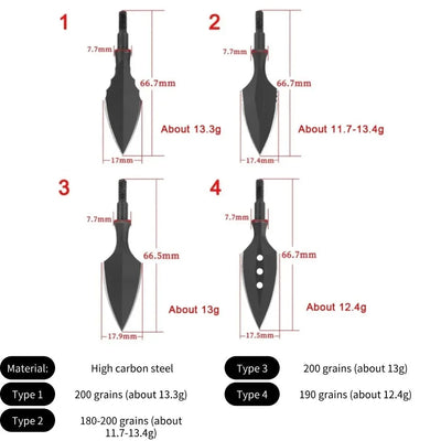 6x Hunting Arrowheads Steel Broadheads Bow Archery Shooting Target Arrow Points Screw In Point Bow Hunting 8/32 Standard Thread