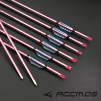 ACCMOS Carbon Arrow Pink Shaft Spine500/600/700/800/900/1000 ID4.2mm Spin Wing Vane Feather for Archery Outdoor Shooting Hunting