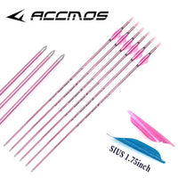 ACCMOS Carbon Arrow Pink Shaft Spine500/600/700/800/900/1000 ID4.2mm Spin Wing Vane Feather for Archery Outdoor Shooting Hunting
