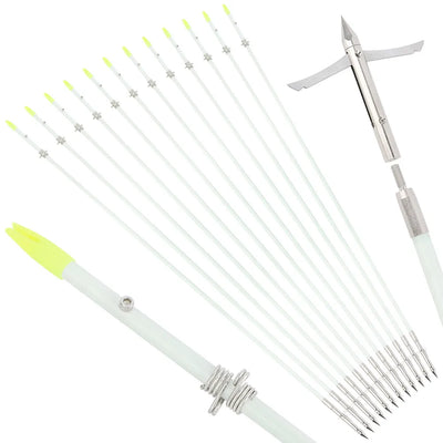 37" Bowfishing Arrows Solid Fiberglass OD 8mm Shaft Bow Hunting Fishing 12pcs Archery Bow Fishing Fiberglass