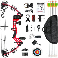 Youth Compound Bow Set 15-45 Lbs for Teens and Beginner Package with Archery Hunting Equipment Max Speed 260fps Adjustable Righ