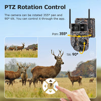 INQMEGA 4G Solar Trail Camera Dual Screen Outdoor WiFi 60X Optical Zoom Human/Animal Detection Auto Tracking Wildlife Cameras