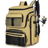 Fishing Backpack with Rod Holders Water-Resistant Large Tackle Bag for Storing Fishing Gear Lures Organizer Storage Backpack