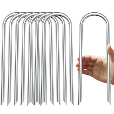 Heavy-Duty U-Shaped Wind Stakes, Galvanized Steel Ground Anchors, Trampoline Stakes, Heavy-Duty Trampoline Anchor Kits