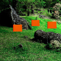 60pcs Ground Markers High Visibility Orange Lawn Irrigation Flags Weather Resistant Steel Wire Stakes For Garden Construction
