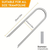 Heavy-Duty U-Shaped Wind Stakes, Galvanized Steel Ground Anchors, Trampoline Stakes, Heavy-Duty Trampoline Anchor Kits