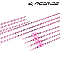 ACCMOS Carbon Arrow Pink Shaft Spine500/600/700/800/900/1000 ID4.2mm Spin Wing Vane Feather for Archery Outdoor Shooting Hunting